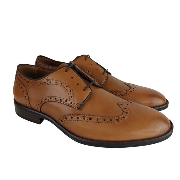 Johnston & Murphy Size 10 Henrick Wingtip Lace-up Shoe- Tan 15-3270 NEW - Picture 1 of 9